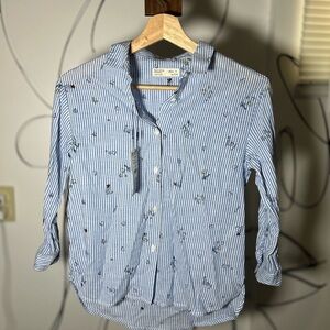 NEW Zara Girls Striped Button Up Top with Hearts+ Cute Details, Girls 9
